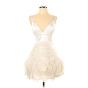 Alice + Olivia Kemberly Rosette White Silk Bridal Dress 2 NWT $1,295